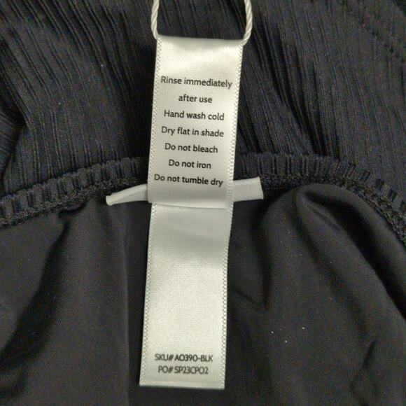 Andie Tulum One Piece Swimsuit Black Rib Beach Pool Resort Crisscross M New - Picture 7 of 9